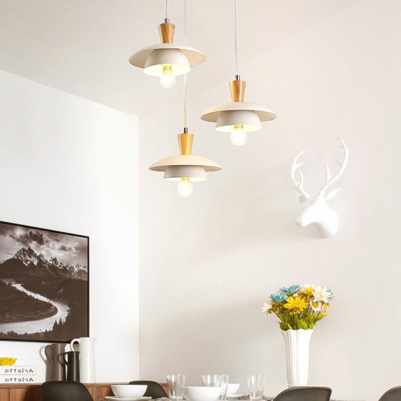 Metal Domed Suspension Lamp Modern Style 1 Light White Ceiling Pendant Light for Dining Room