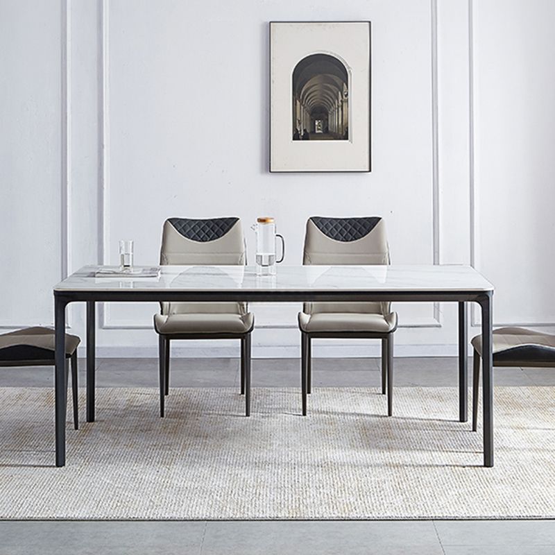 Rectangle Industrial Dining Table Sintered Stone Fixed Table with 4 Legs