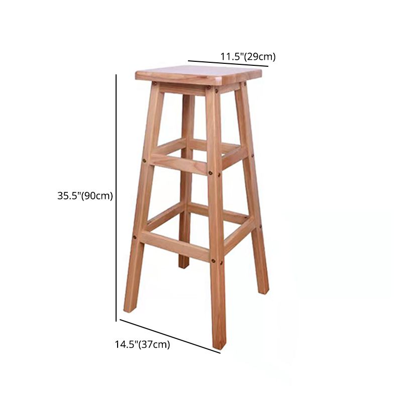 Modern Armless Backless Counter Stool Wood Bar Stool with Footrest