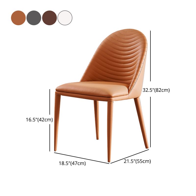 Designer Restaurant Parsons Chair Leather Matte Finish Dining Chair