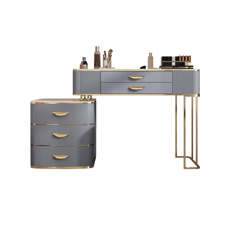 Grey Vanity 31.5" High Engineered Wood Vanity Set with Stool