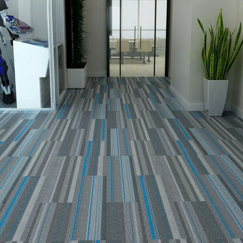 Modern Level Loop Carpet Tiles Stripe Print Interlocking Carpet Floor Tile