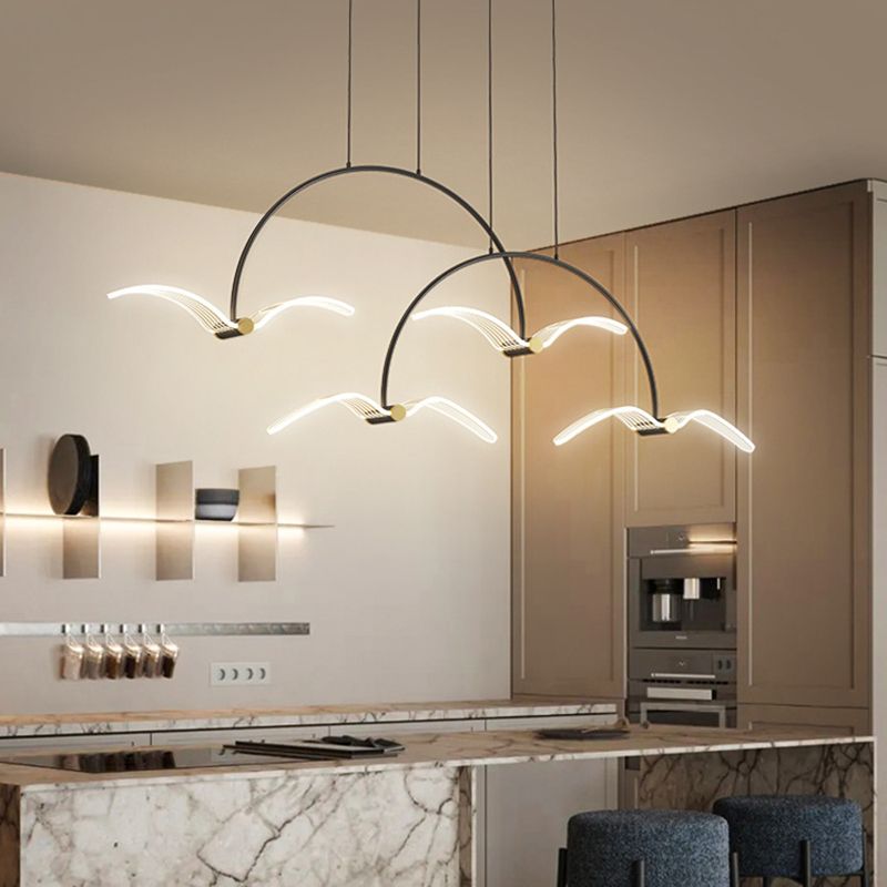 Illuminazione a pendente lineare moderna illuminazione lampadario metallo 2 luci isola luminosa in nero