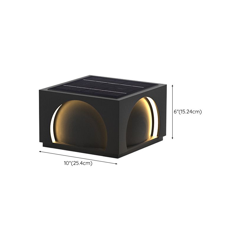 Square Contemporary Waterproof Pillar Light in Black for Courtyard