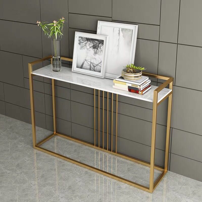 12" W Marble Console Table Glam Rectangle Accent Table for Hall