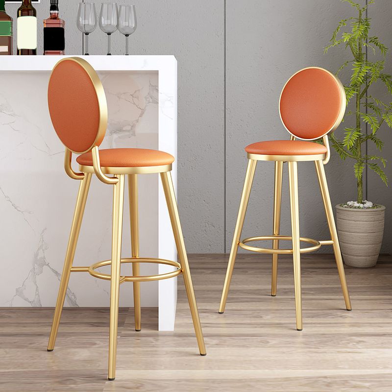 Leather Bar Stool Backrest Counter Stool for Bristol with Gold Frame