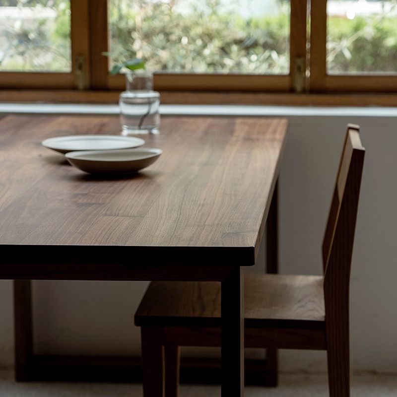 Modern Rectangle Dining Table Solid Wood Table with Sled Base