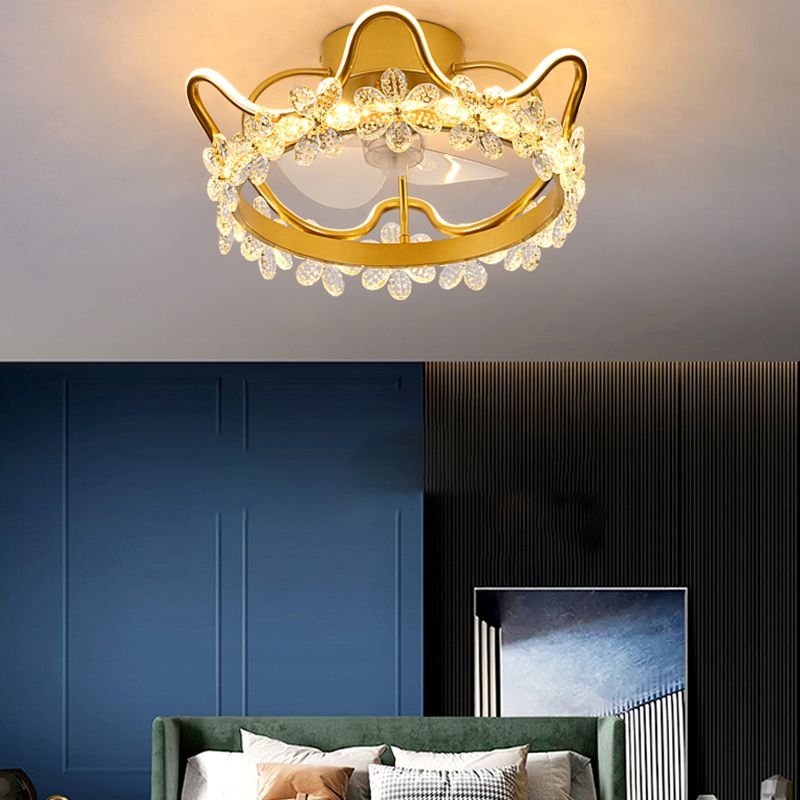 2 Light Ceiling Fan Lighting Modern Style Metal Ceiling Fan Light for Children's Room