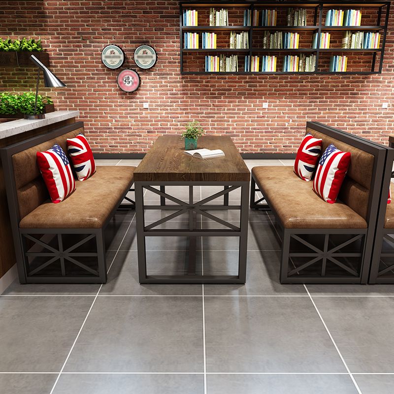 Industrial Solid Wood Dinner Room Kitchen Table Brown Trestle Base Table for Dinning Room