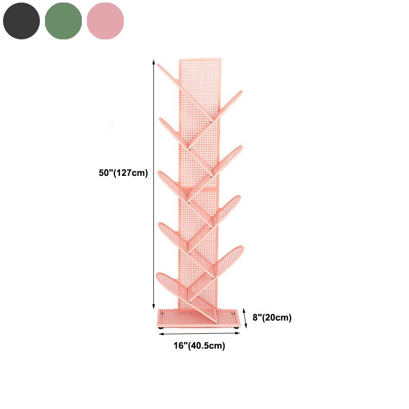 Modern Metal Bookcase Geometric Closed Back Bookshelf in Burnish