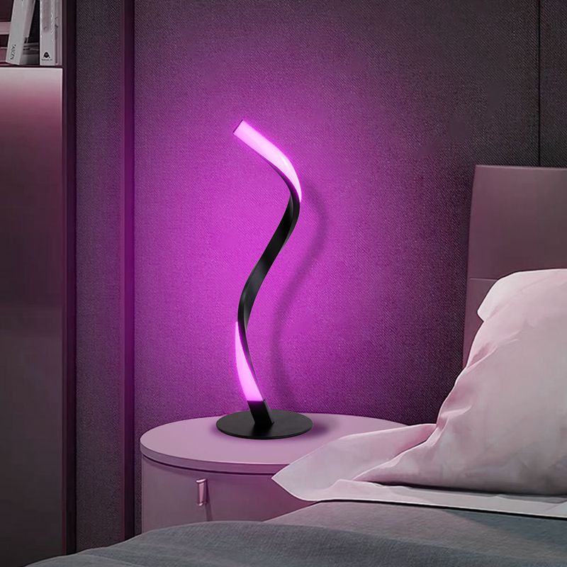 Ribbon Shaped Bedside Night Lamp Metal Decorative LED Table Light for Living Room