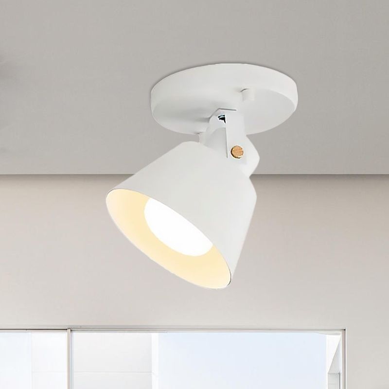 Lámpara de techo giratoria con pantalla cónica metálica elegante estilo Loft luz de techo semi empotrada de 1 cabezal negro/blanco