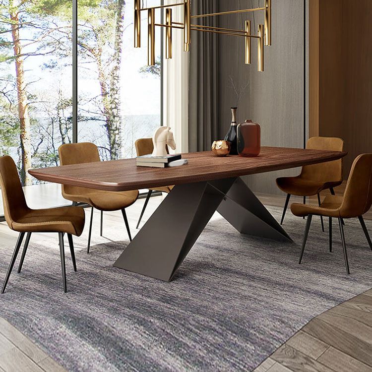 Industrial Dining Table Rectangle Wooden Top Dinner Table for Dining Room