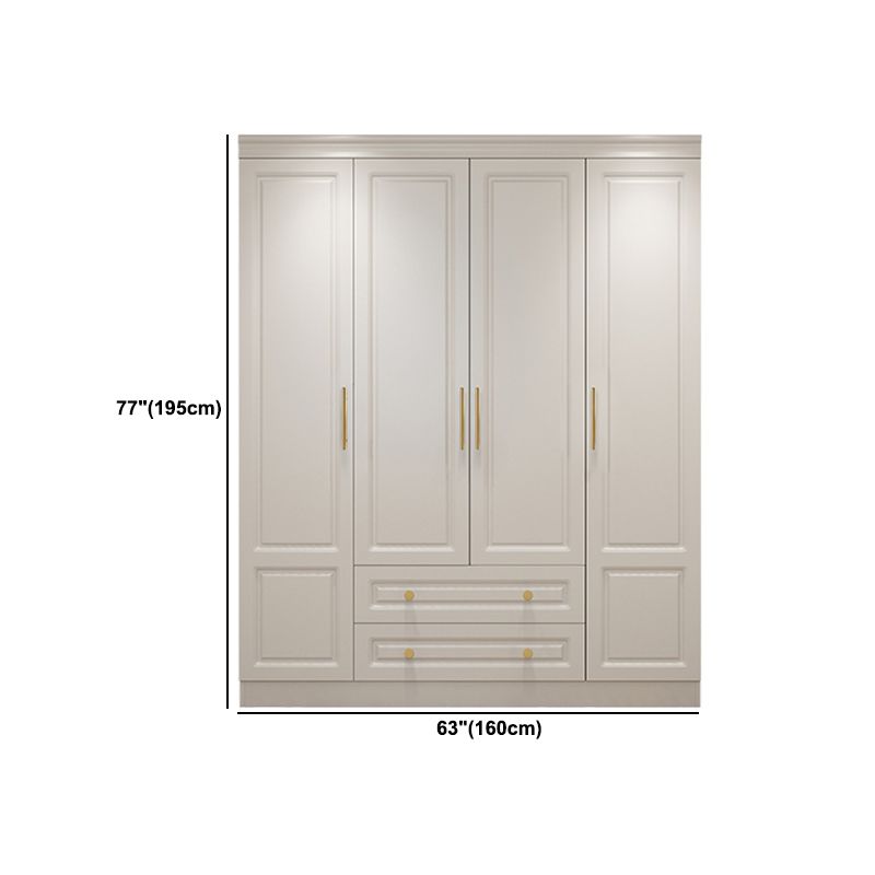 Hinged White Wardrobe Armoire Engineered Wood Wardrobe Closet