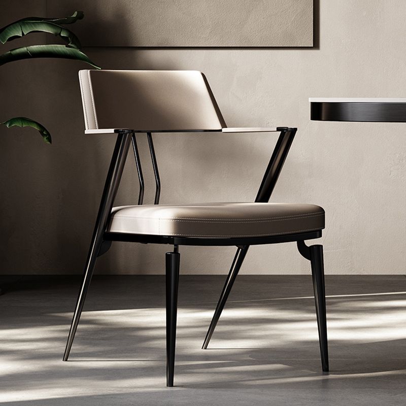 Contemporary Kitchen Dining Arm Chair Metal Legs Upholstered Chair