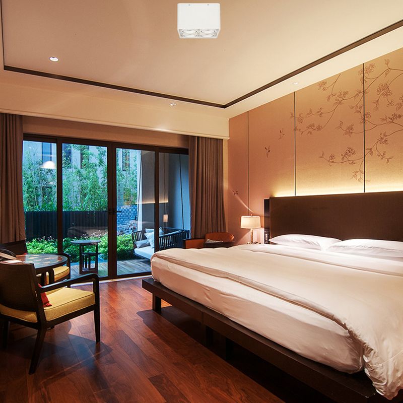 Contemporary Square Shape Ceiling Light with Aluminum Shade for Bedroom