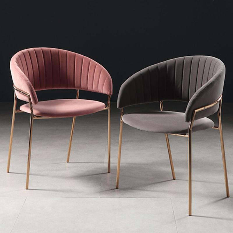 Glam Home Kitchen Dining Chair Velvet Upholstered Open Back Arm Chair