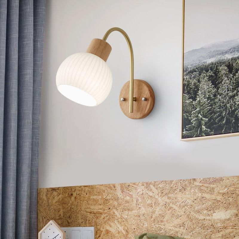 Wood Wall Light Fixture Modern Style Wall Lamp for Living Room