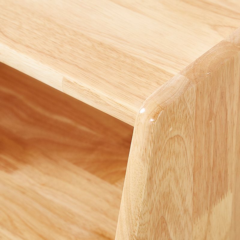 Solid Wood Night Table Modern 20 Inch H 1-Drawer Open Storage Nightstand with Legs