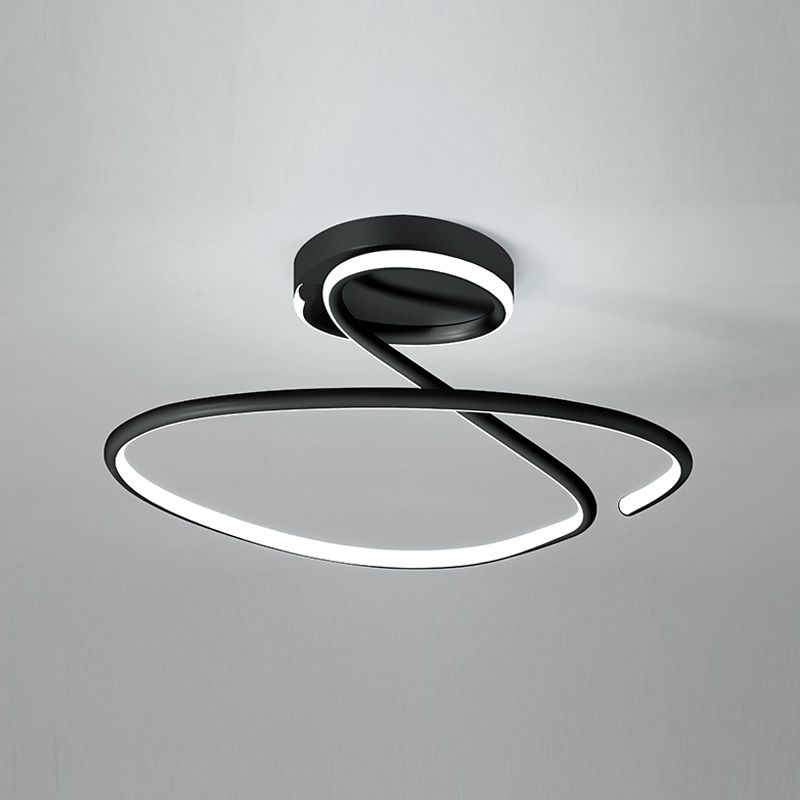 Minimalist Circular Ceiling Flush Mount Aluminum LED Bedroom Semi Flush Light