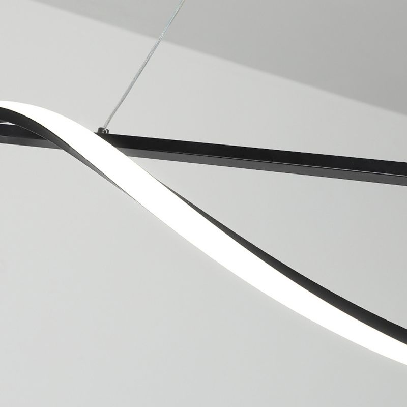 39.3 Inches Wide Modern Minimalist LED Island Light Iron Long Strip Bar Lighting Fixture in Black