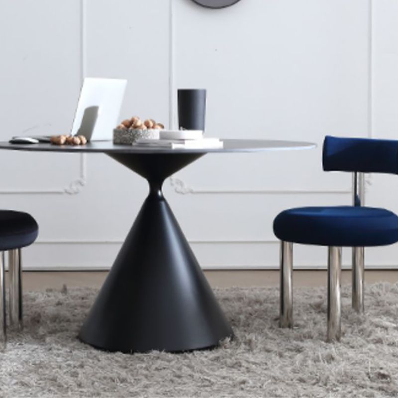Metal Modern Style Round Dining Table Sintered Stone Top Table for Dining Room