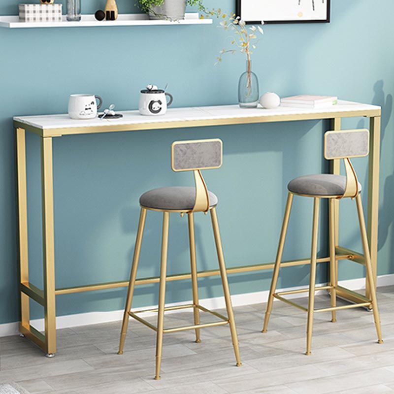 Contemporary Stone Top Bar Table 42-inch Height Iron Pedestal Bistro Table