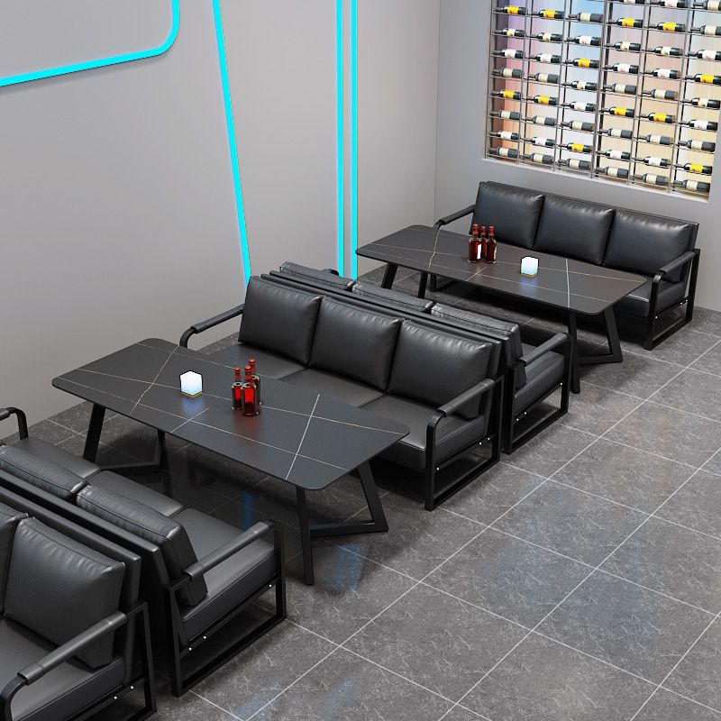 Industrial Sintered Stone Dinner Room Kitchen Table Black Table with Black Frame for Dining Room