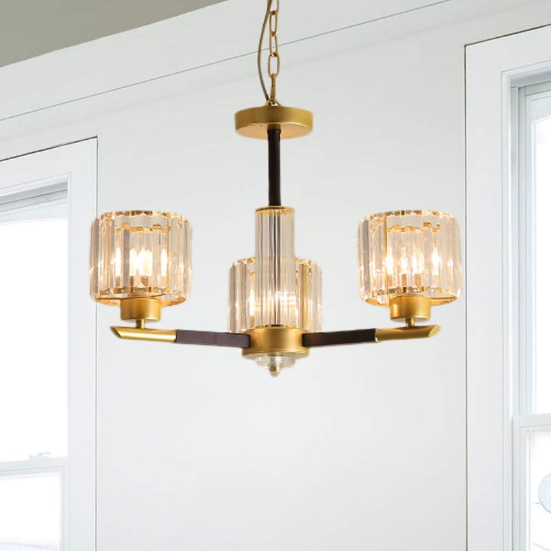 Cilindro moderno Cilíndrico Costilero Cristal transparente 3/6/8 Kit de lámpara colgante de dormitorio