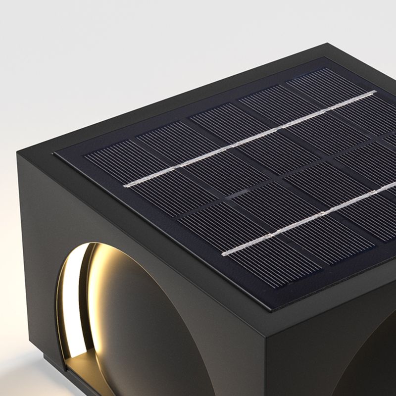 Square Contemporary Waterproof Pillar Light in Black for Courtyard