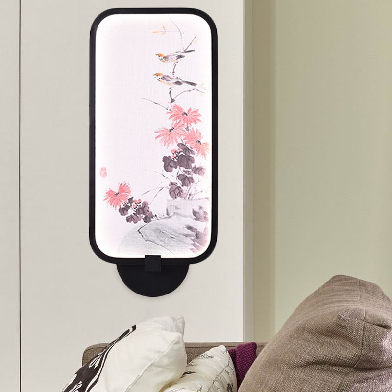 Chrysanths métalliques / Lotus Mural Éclairage Chinois Black LED Mur Mur Light Assiette pour le salon