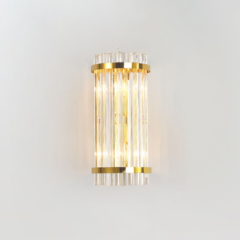 Modern Simple Style Geometric Shade Wall Sconce Metal and Glass 2 Lights Sconces in Gold Finish