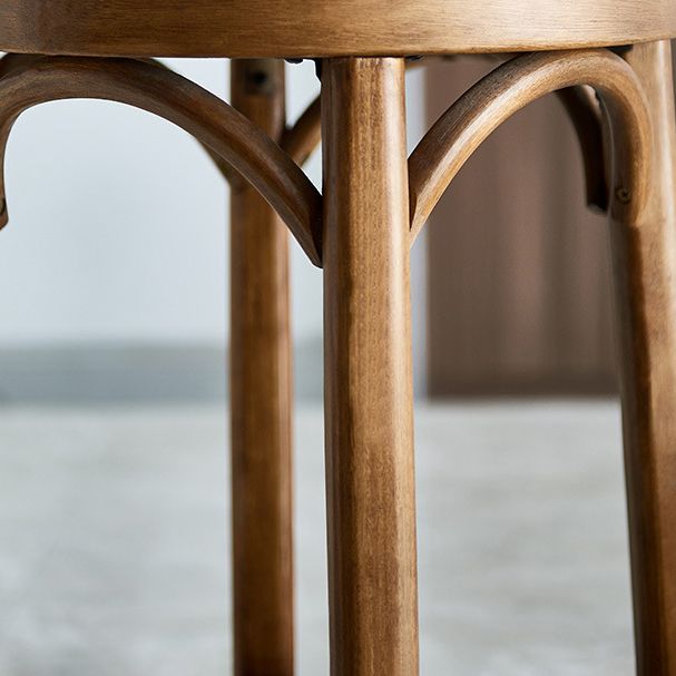 Industrial Upholstered Round Stool Low Back Wood Barstool for Living Room