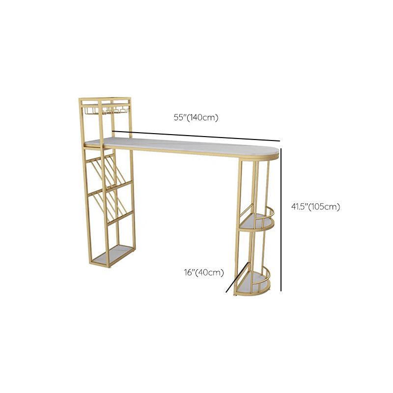 Modern Sintered Stone Bistro Bar Table Metal Base Bar Table with Storage