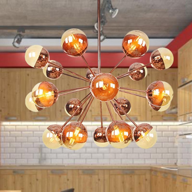 Semi-encastré Globe pour salle à manger, verre blanc/transparent/gris fumée, 9/12/15 lumières, luminaire semi-encastré contemporain en cuivre/chrome/or