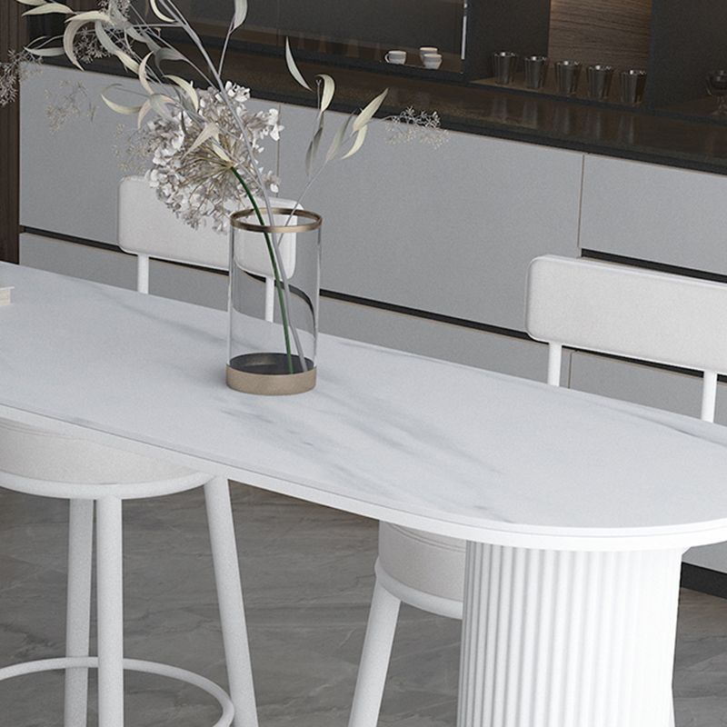 Industrial Stone Pub Dining Set 1/5 Pieces Counter Table with Upholstered Stools