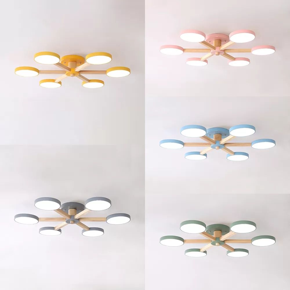 Modern Nordic Semiflush Monte Light Snowflake 6 Testa Metallo Soffitto Lampada per Dining Room
