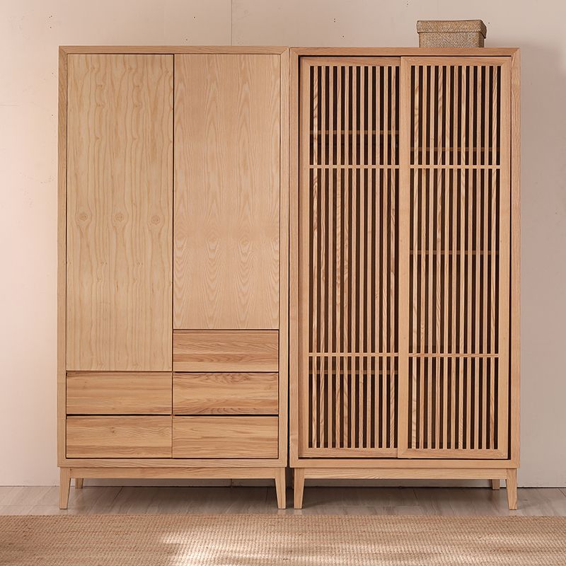 Modern Solid Wood Wardrobe Freestanding Bedroom Wardrobe with Legs