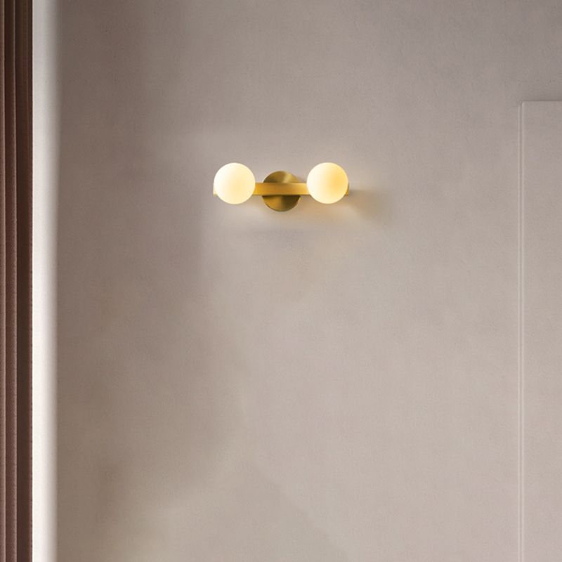 Copper 1-Light Ball Shade Wall Sconce Modern Style Mirror Wall Lighting in Brass