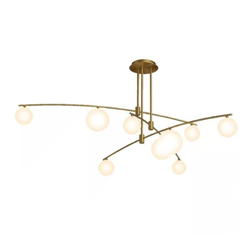 5 / 6 / 9 - Light Kitchen Island Pendant Iron and Glass Ceiling Fixture in Black / Gold