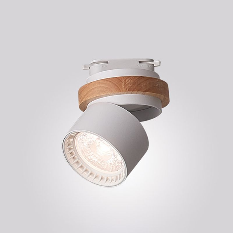 Metallic Cylindrical Flush Lighting Modern Macaron Style LED Adjustable Ceiling Flush Mount in Grey/Green/White