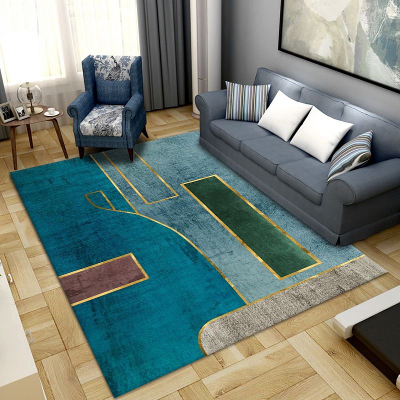 Gold Contemporary Rug Polyester Abstract Print Rug Stain Resistant Rug for Living Room