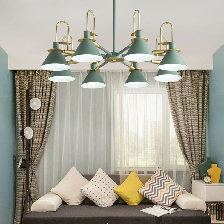 Conical Chandelier Pendant Light Minimalist Style Metal Living Room Suspension Light