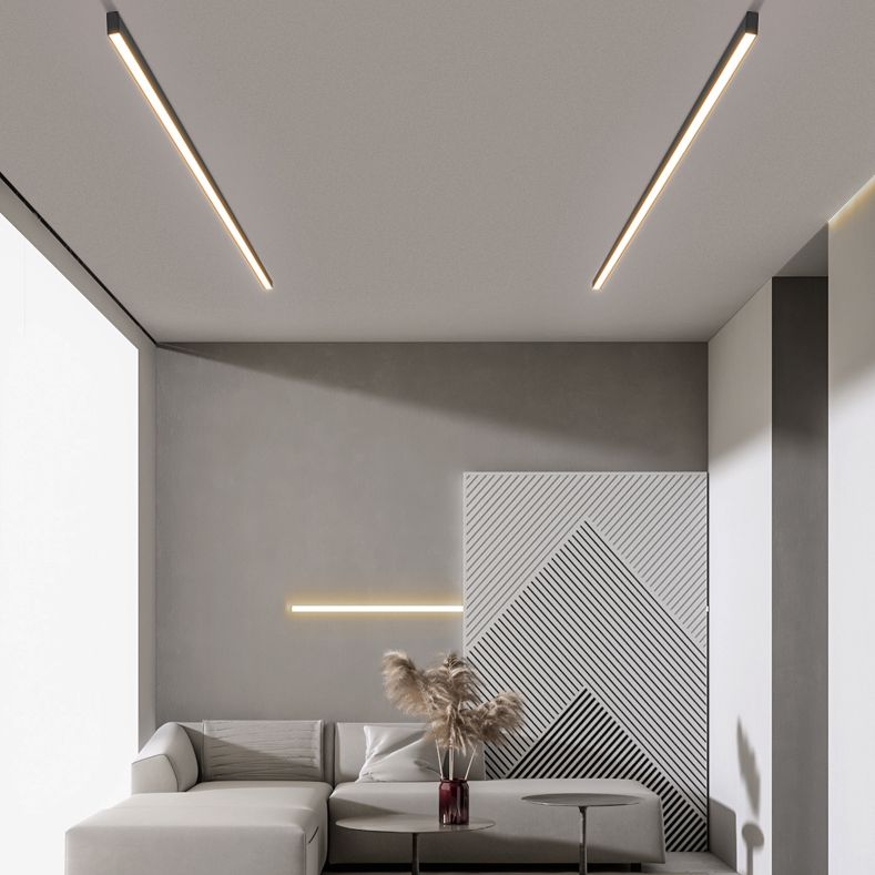 1-Light Minimalism Linear Flush Mount Ceiling Light Aluminum Bedroom Flush Light
