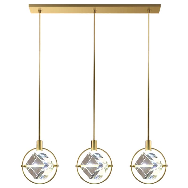 Cristal cubique suspendu plafonnier style moderne LED Gold Éclairage en suspension