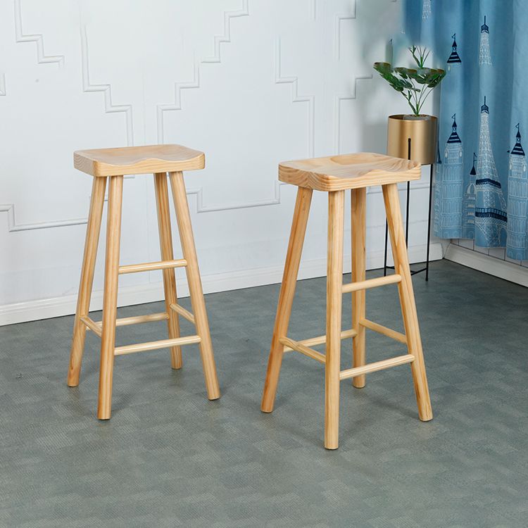 Industrial Solid Wood Bar Stool Backless Counter Stool for Living Room