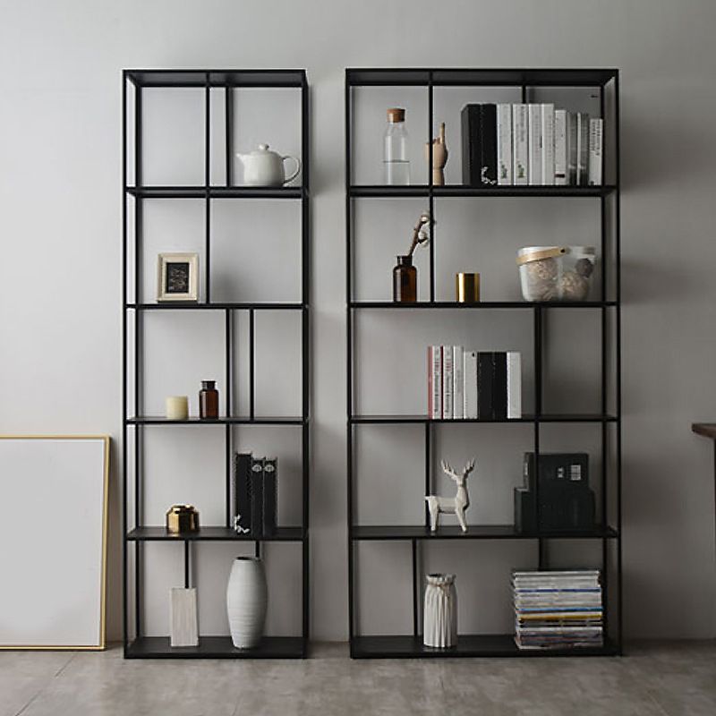 70.87"H Bookcase Black Open Back Modern Style Bookshelf for Home and Office