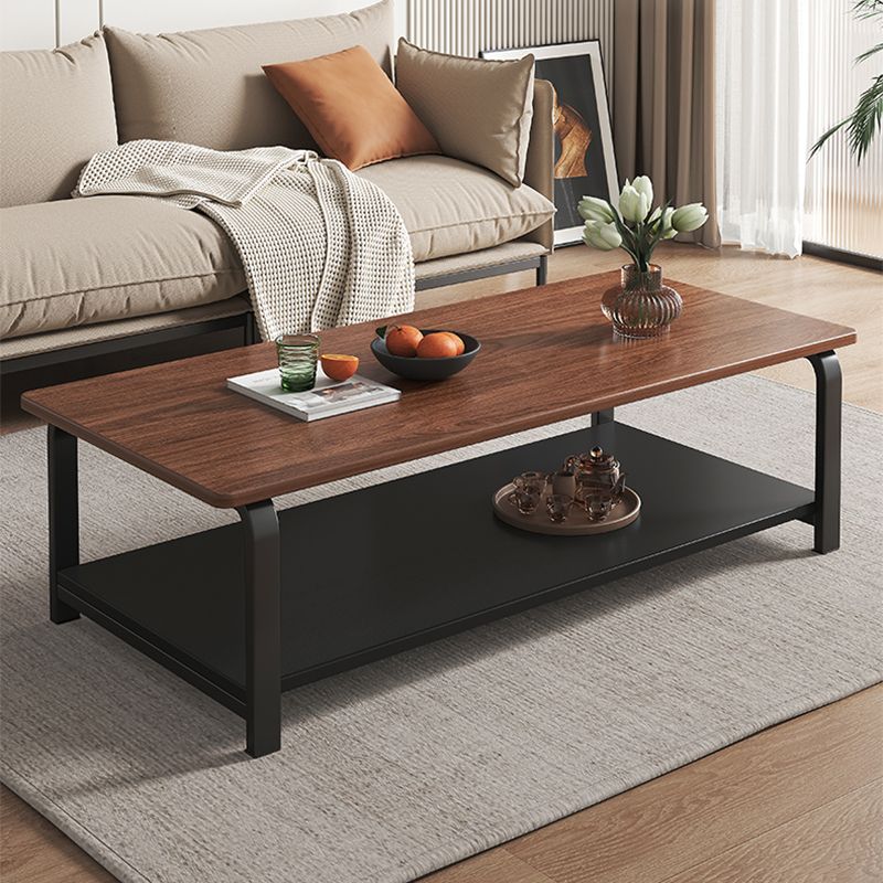 4 Legs Rectangular Coffee Table Contemporary Shelf Included Cocktail Table