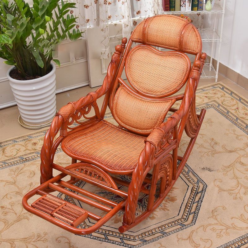 Espresso Rattan Rocking Chair Antique Reclining Rocker Chair 24.4" x 47.2" x 36.2"