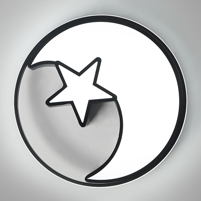 Moon And Star Flush Mount Light 1 Light Acrylic Cartoon Flush Mount Spotlight for Children Bedroom